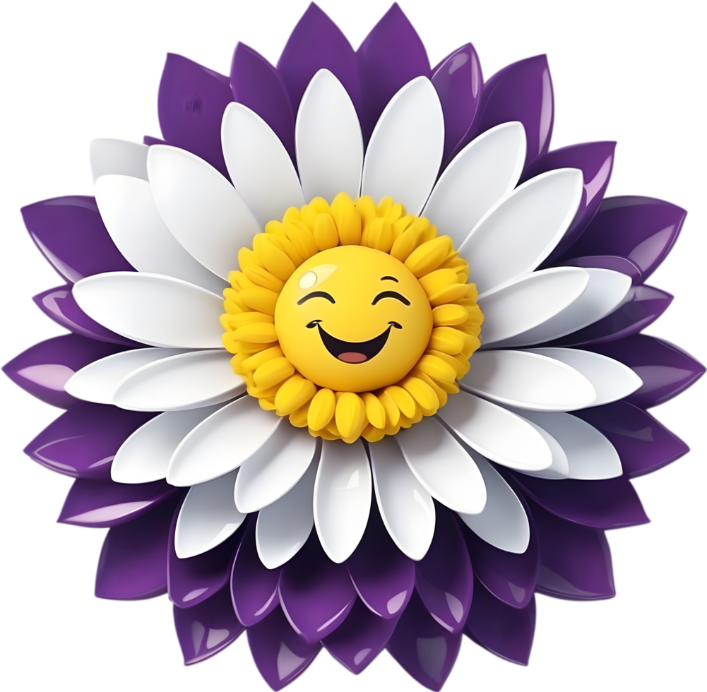 AI generated a cartoon flower with a smile on its face png