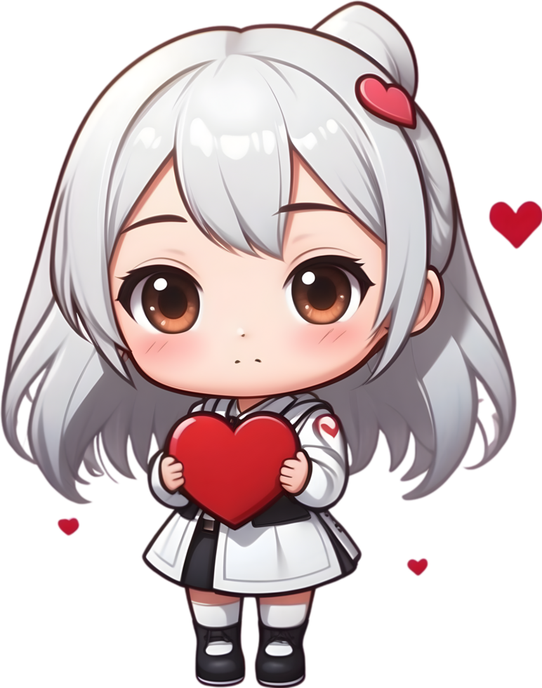 AI generated an anime character with valentine reaction png