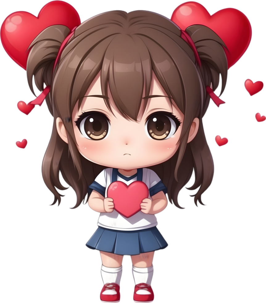 AI generated an anime character with valentine reaction png