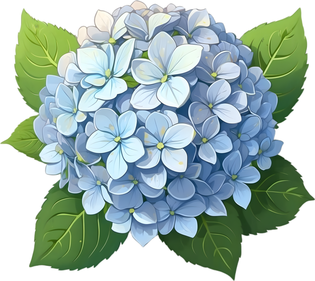 AI generated blue hydrangea flower png download