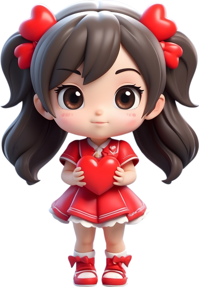 AI generated an anime character with valentine reaction png