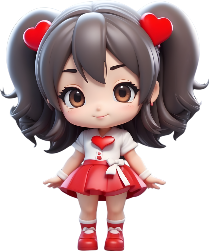 AI generated an anime character with valentine reaction png