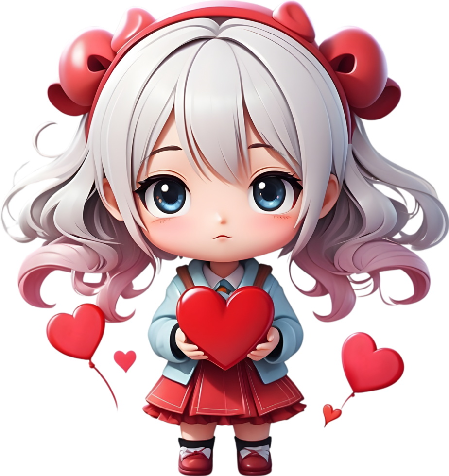 AI generated an anime character with valentine reaction png