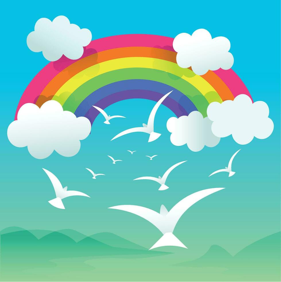 Rainbow Color Drawing illustration vector