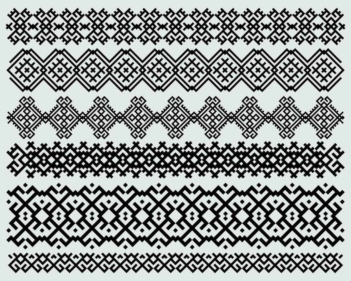 Decorative ethnic tribs ornament border frame monochrome set geek ancient vector printable