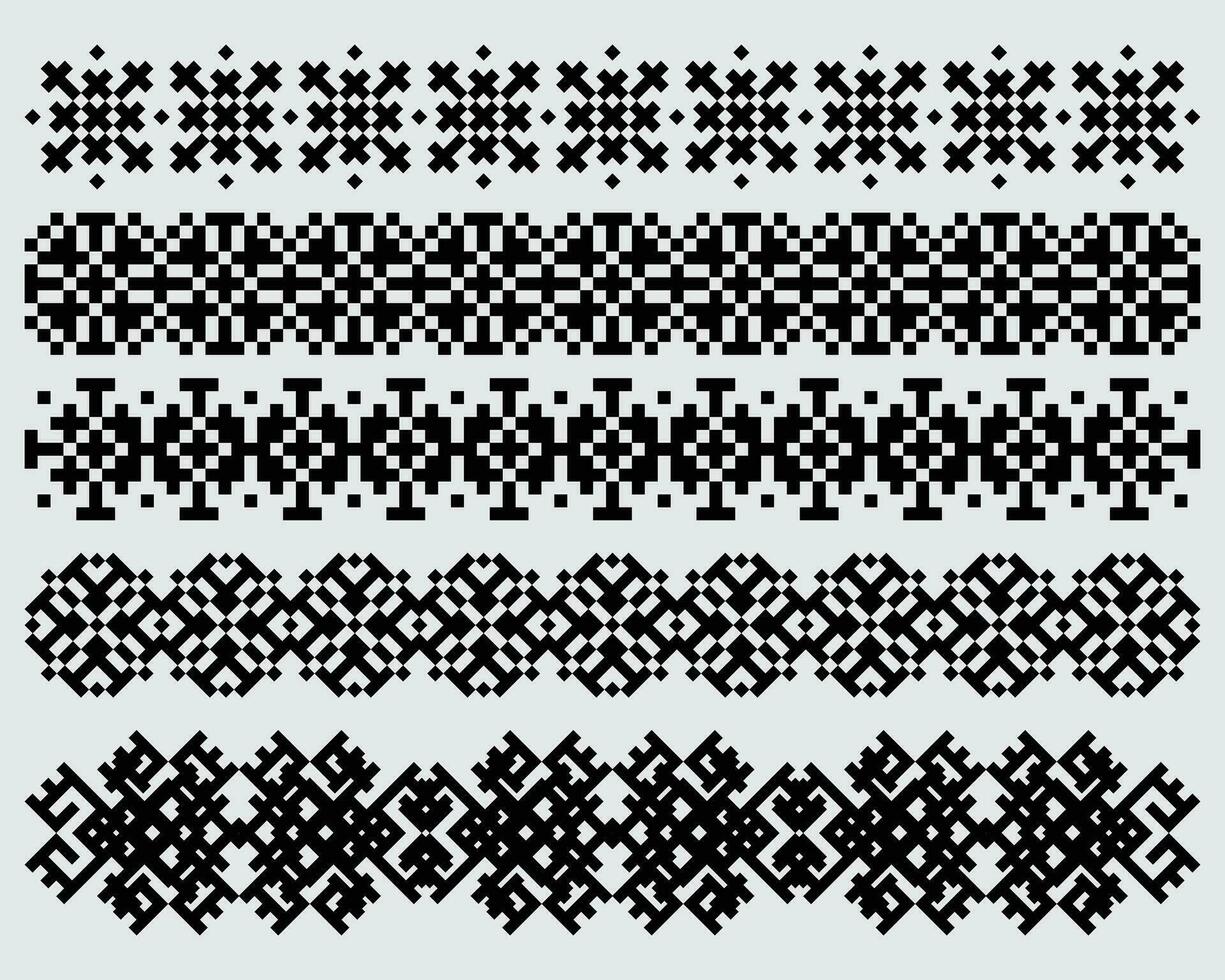 Decorative ethnic tribs ornament border frame monochrome set geek ancient vector printable