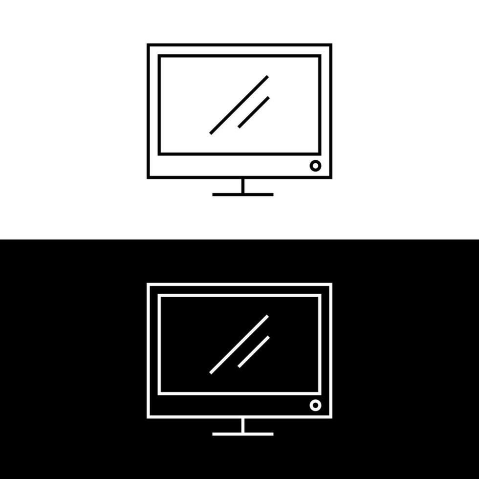 Computer monitor icon. Flat PC symbol. Vector illustration