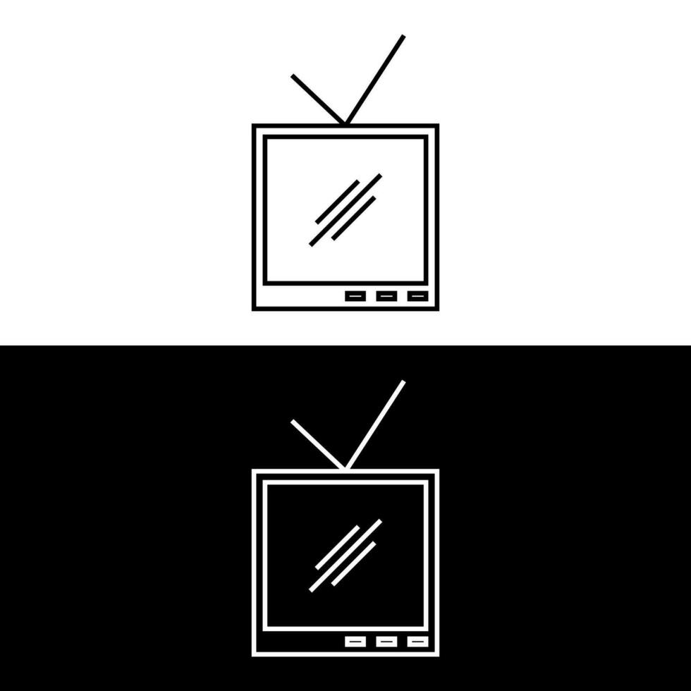 televisión icono, televisión símbolo en contorno estilo en blanco antecedentes vector