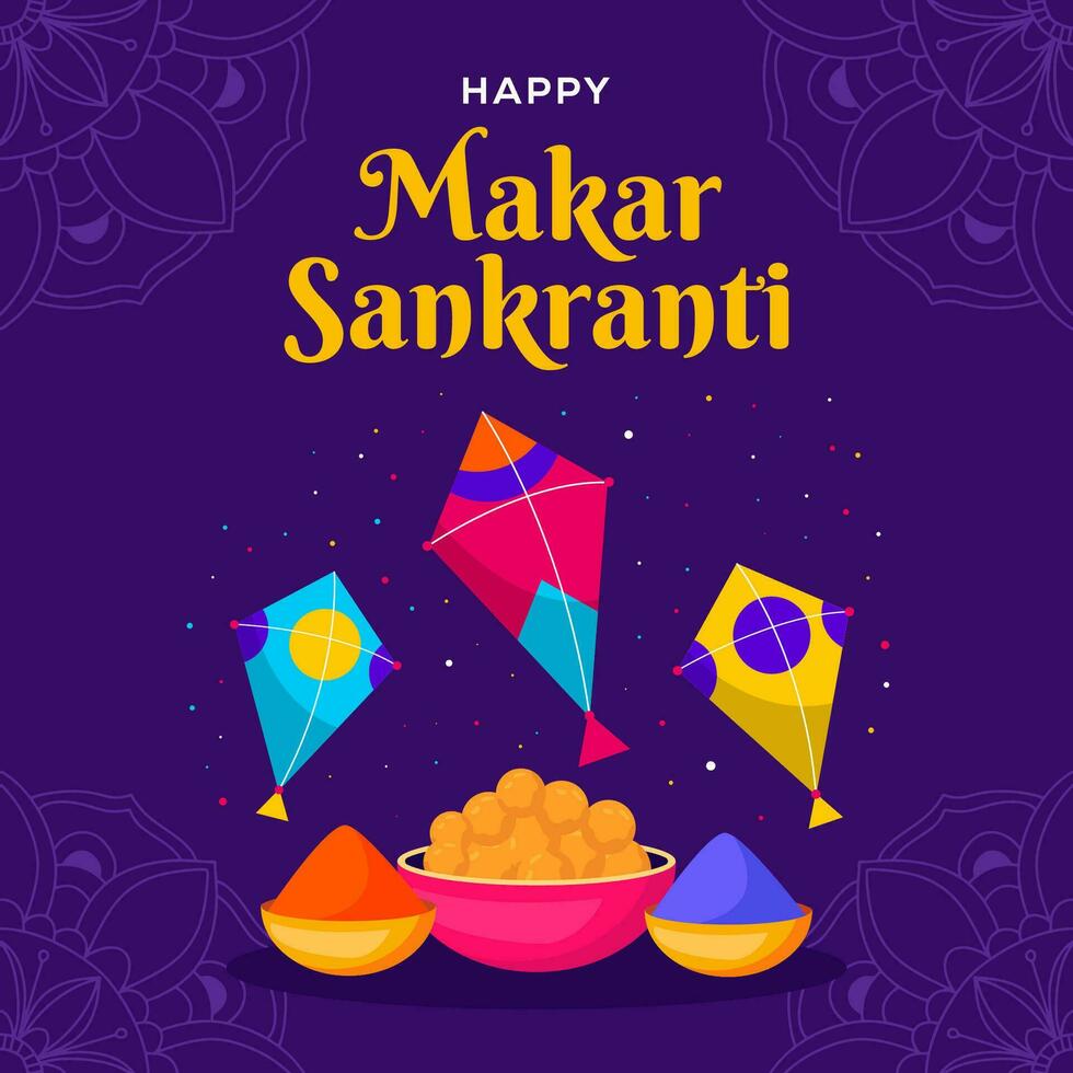 Happy Makar Sankranti illustration in a flat design style vector