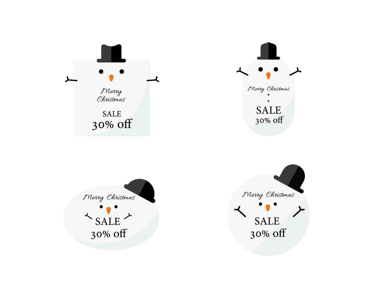 set of snowman vector with christmas theme banner