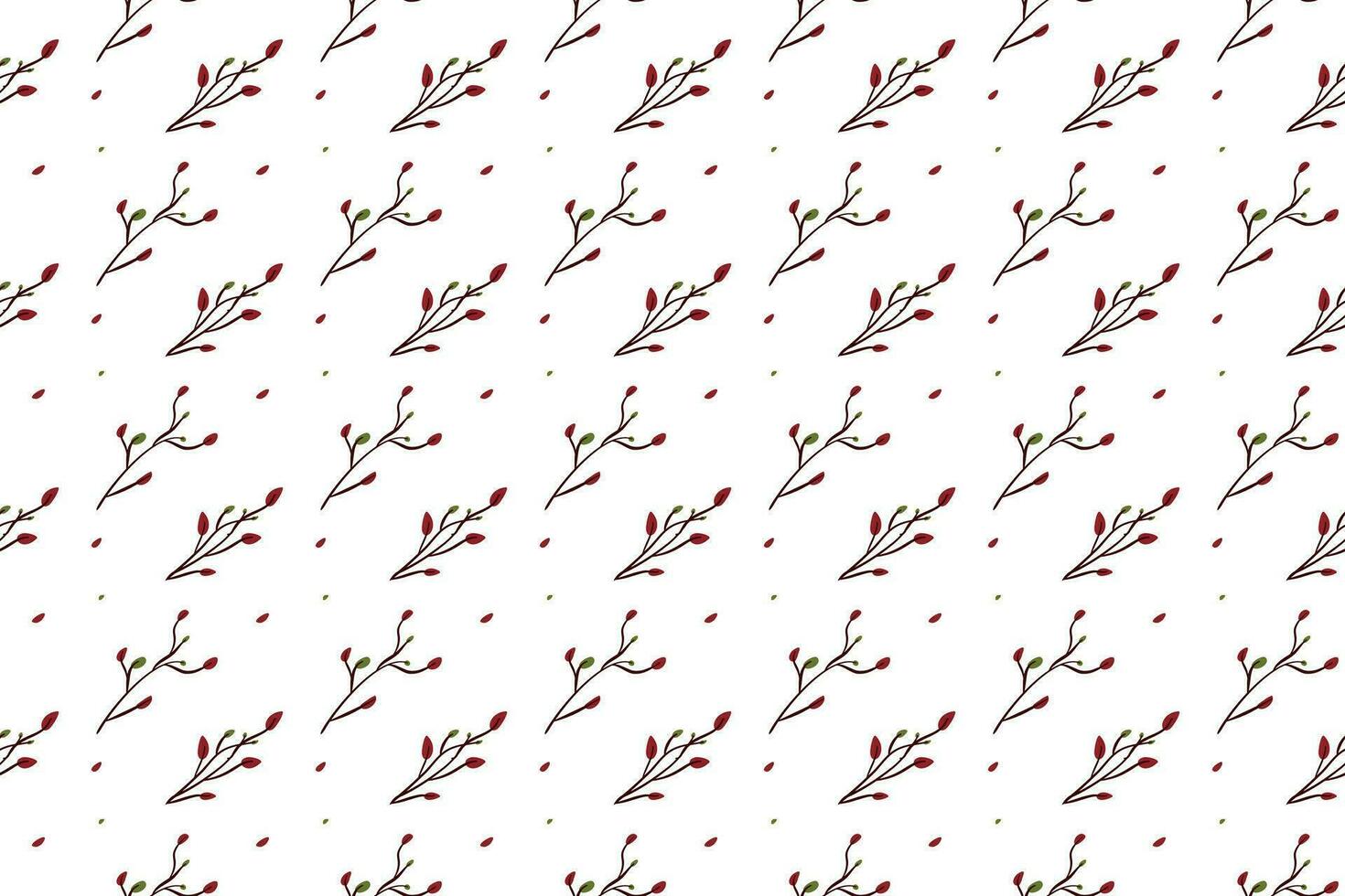 red dot flower with leaf as seamless pattern background vector