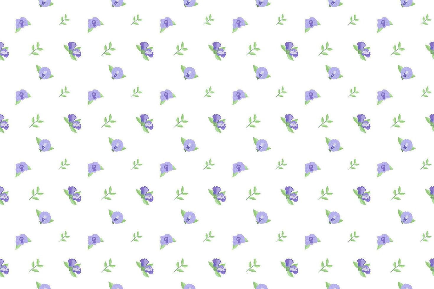 butterfly pea flower with leaf as seamless pattern background vector