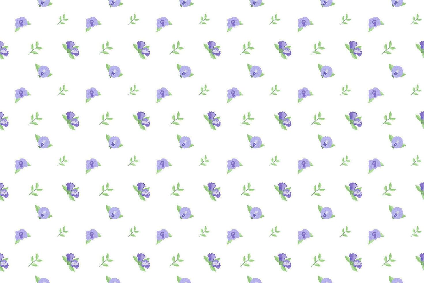 butterfly pea flower with leaf as seamless pattern background vector