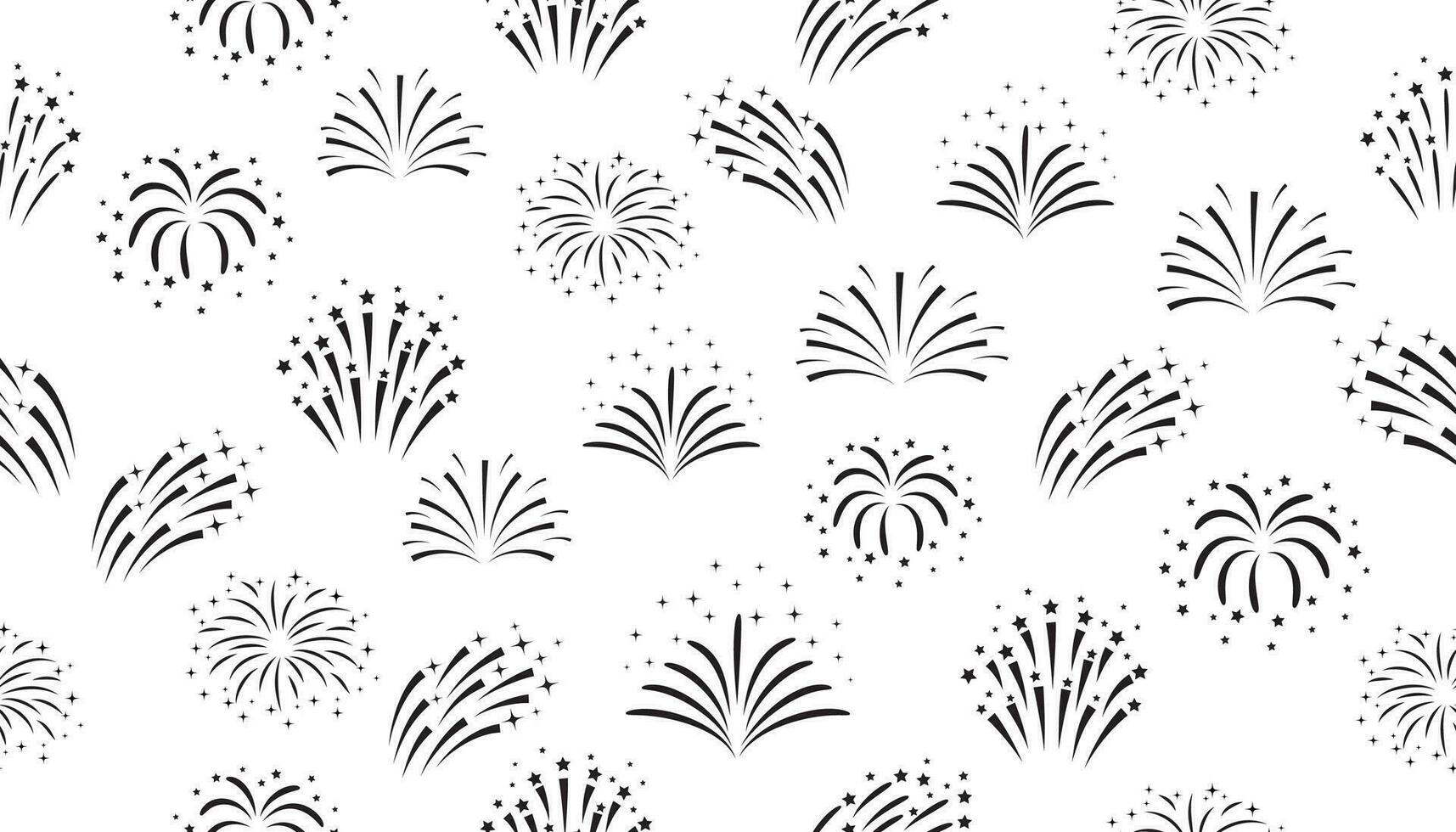 Set of festive fireworks. Vector illustration on a white background.