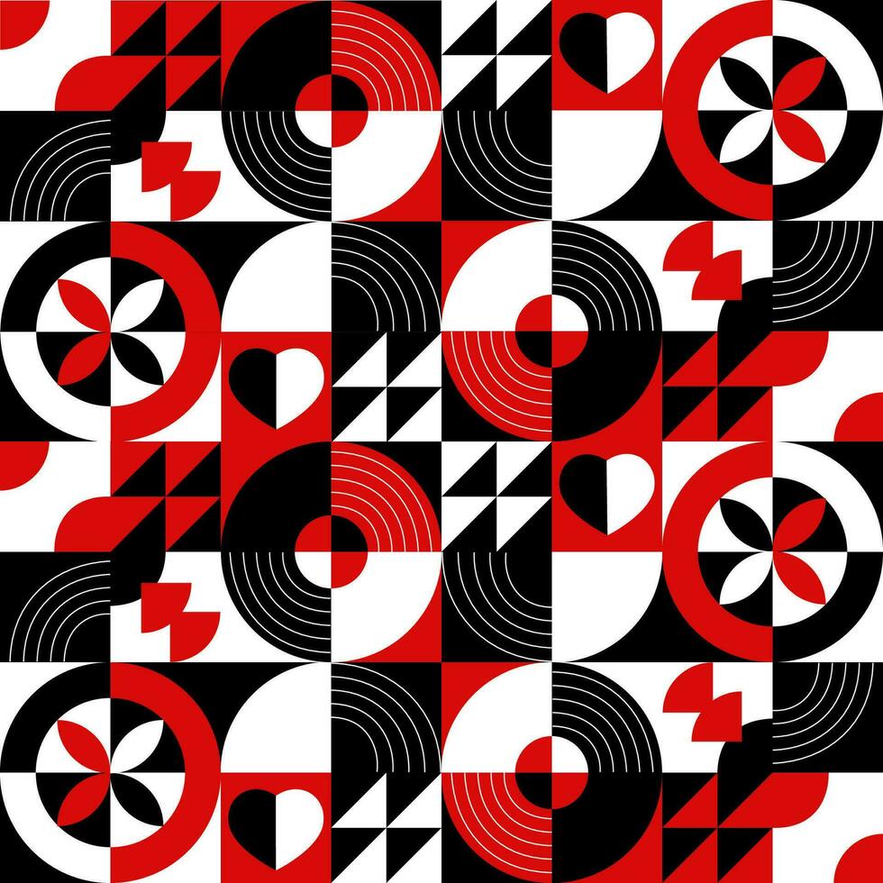 Abstract modern seamless pattern. Bauhaus style style. Vector illustration of geometric shapes.