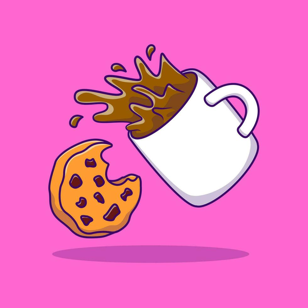 Cookie And a Hot Chocolate Cartoon Vector Icons Illustration. Flat Cartoon Concept. Suitable for any creative project.