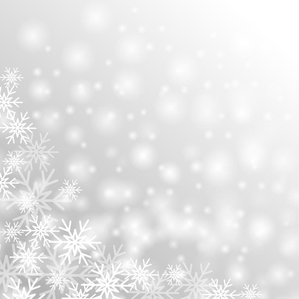 Gray Christmas background. Christmas card. Fallen snowflakes. Vector illustration