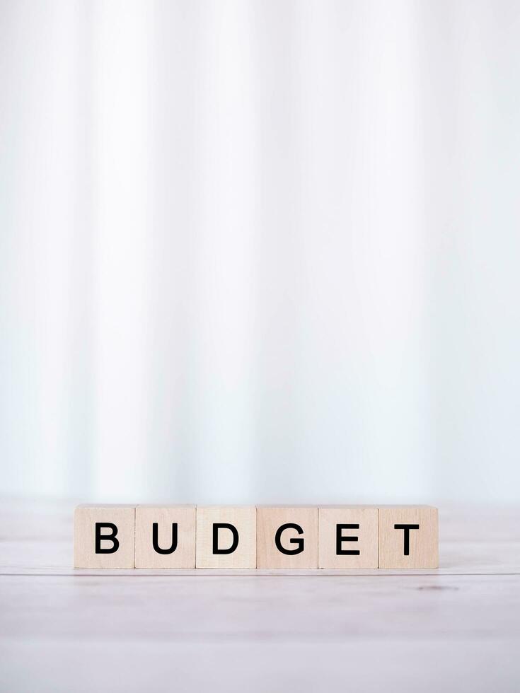 Wooden blocks with the word BUDGET. The concept about budget planning and allocation photo