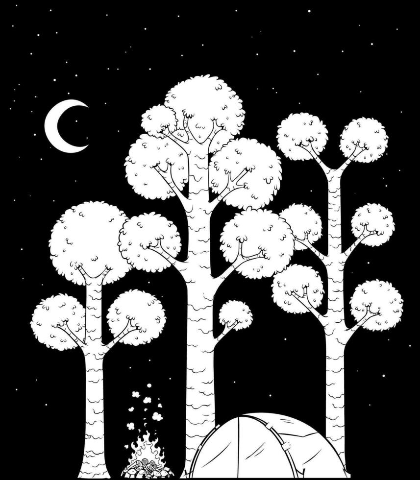 Forest Camp Black and White vector