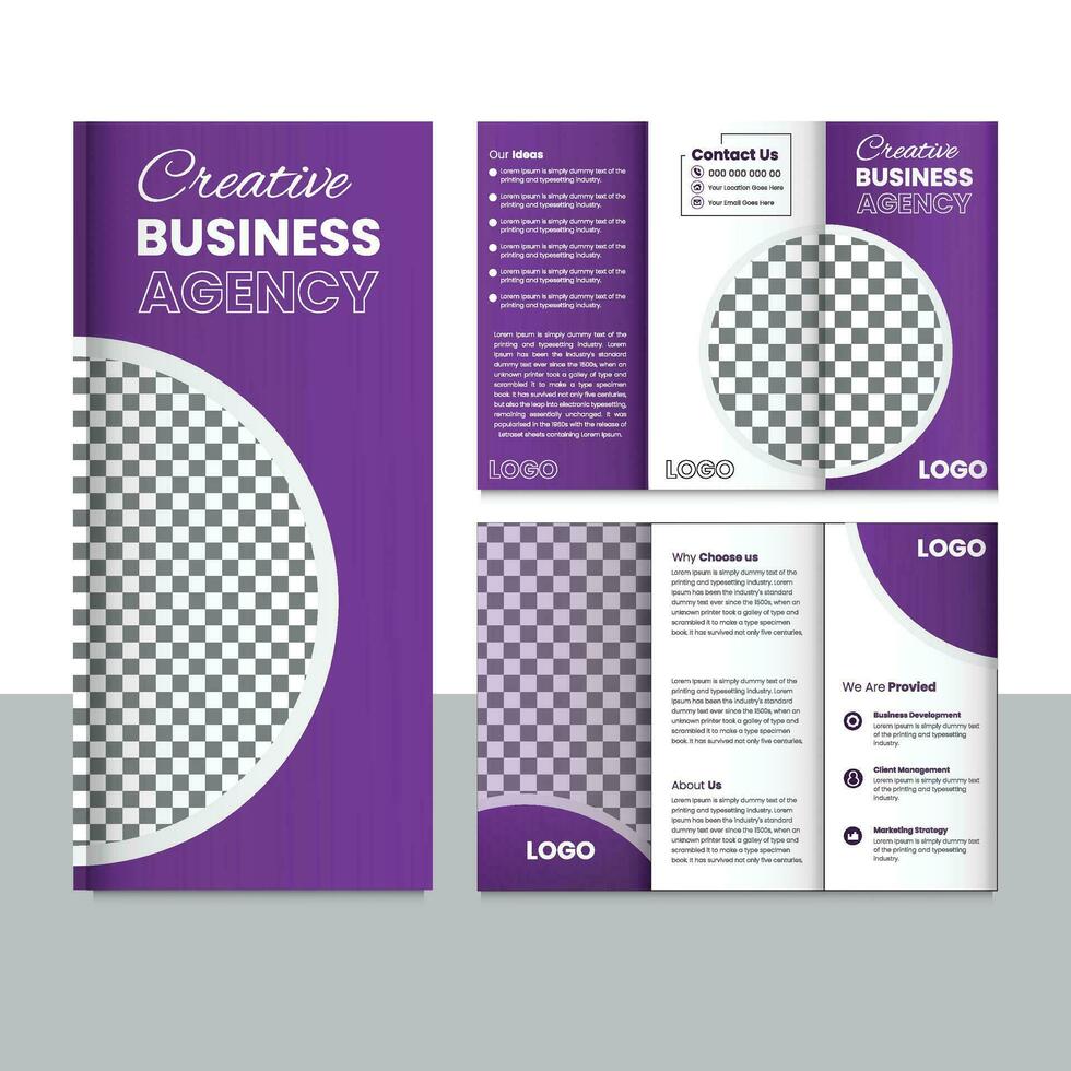 Free Vector Trifold Brochure Design Template for Your Company, Corporate, Business,