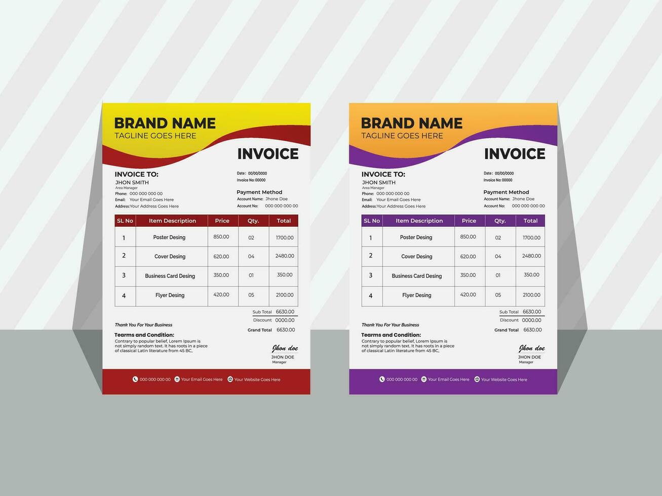 Free Vector Invoice Design For Your Company