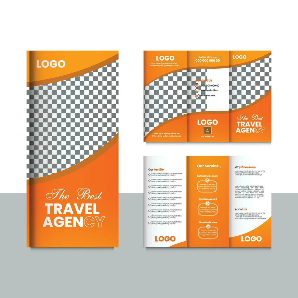 Free Vector Trifold Brochure Design Template for Your Company, Corporate, Business,