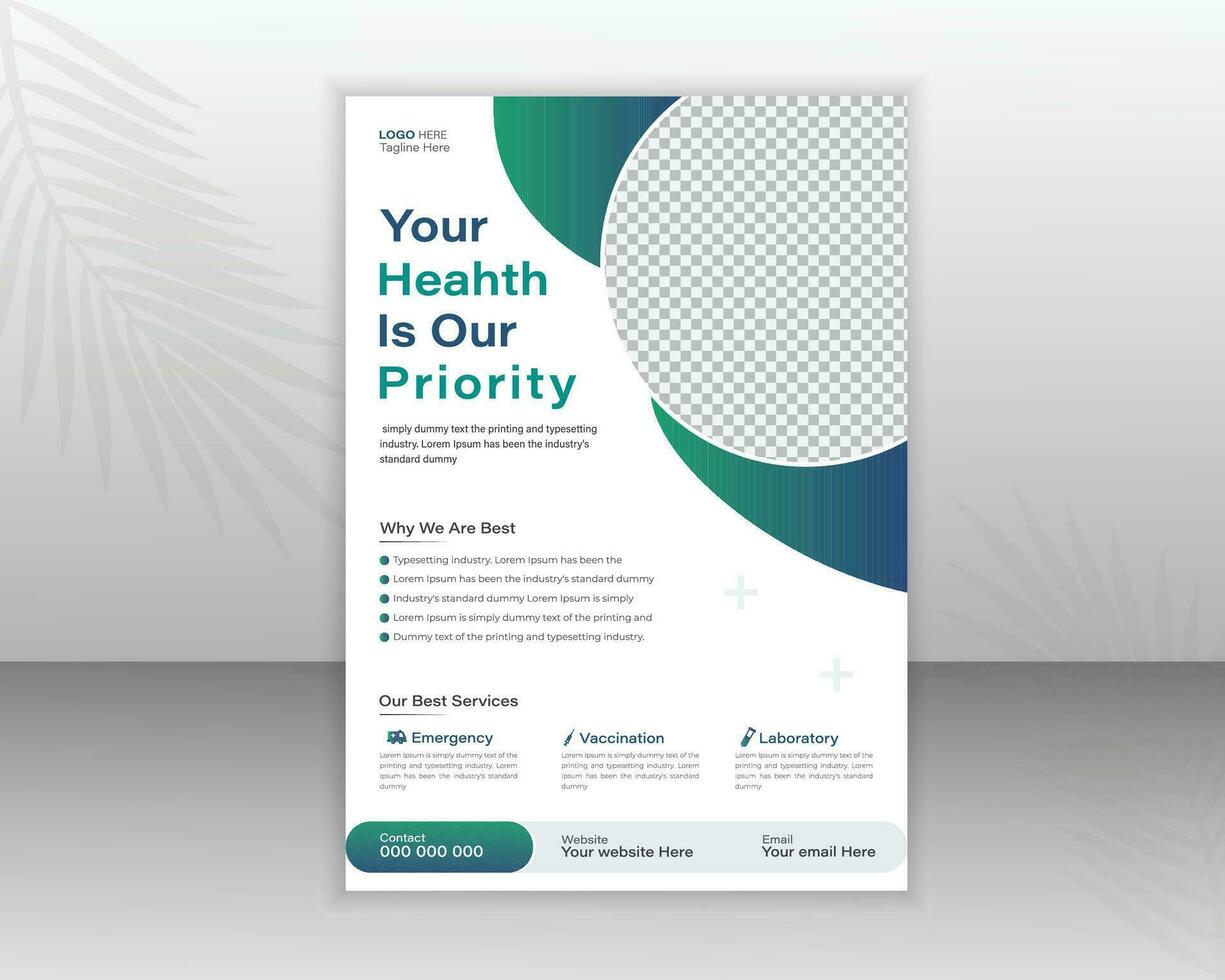 Medical Flyer Design Template For Your Business With Abstract Shapes vector