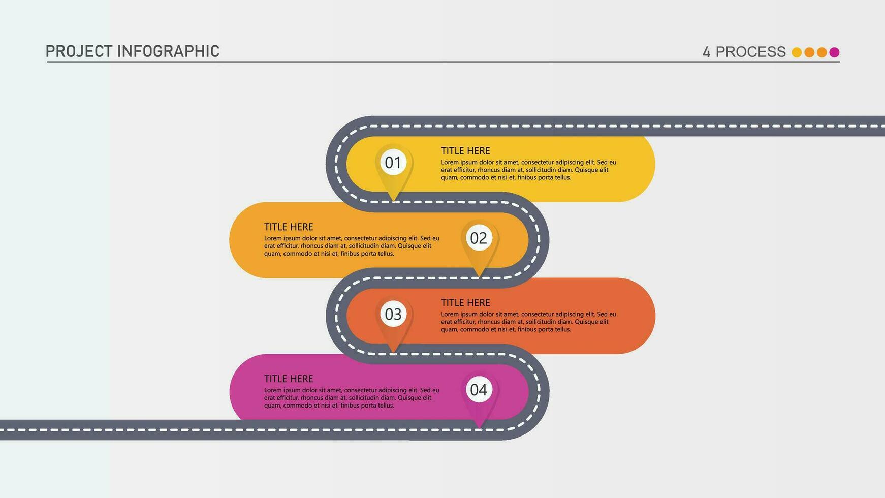 la carretera camino infografía de 4 4 pasos y negocio íconos para Finanzas proceso pasos. vector