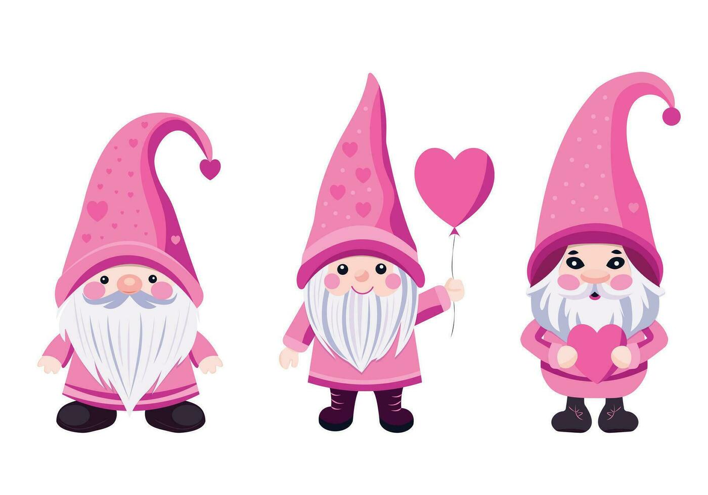Set of Valentines day gnomes vector