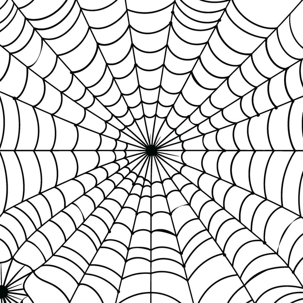 Vector outline illustration of a simple fancy Halloween spider web, isolated object on the white background, clipart useful for halloween party decoration, hand drawn image. AI generated illustration.