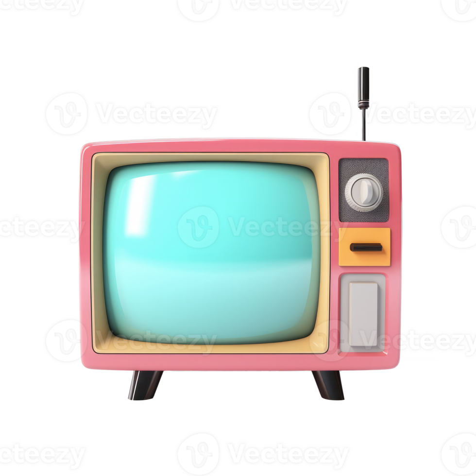 AI generated Retro television on isolated transparent background. Old vintage TV set with copy space png