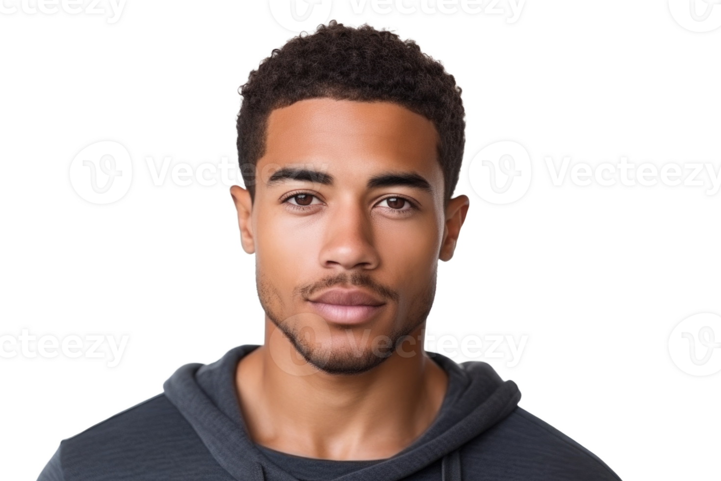 AI generated Cheerful black man looking at camera isolated on transparent background. African american male person portrait png