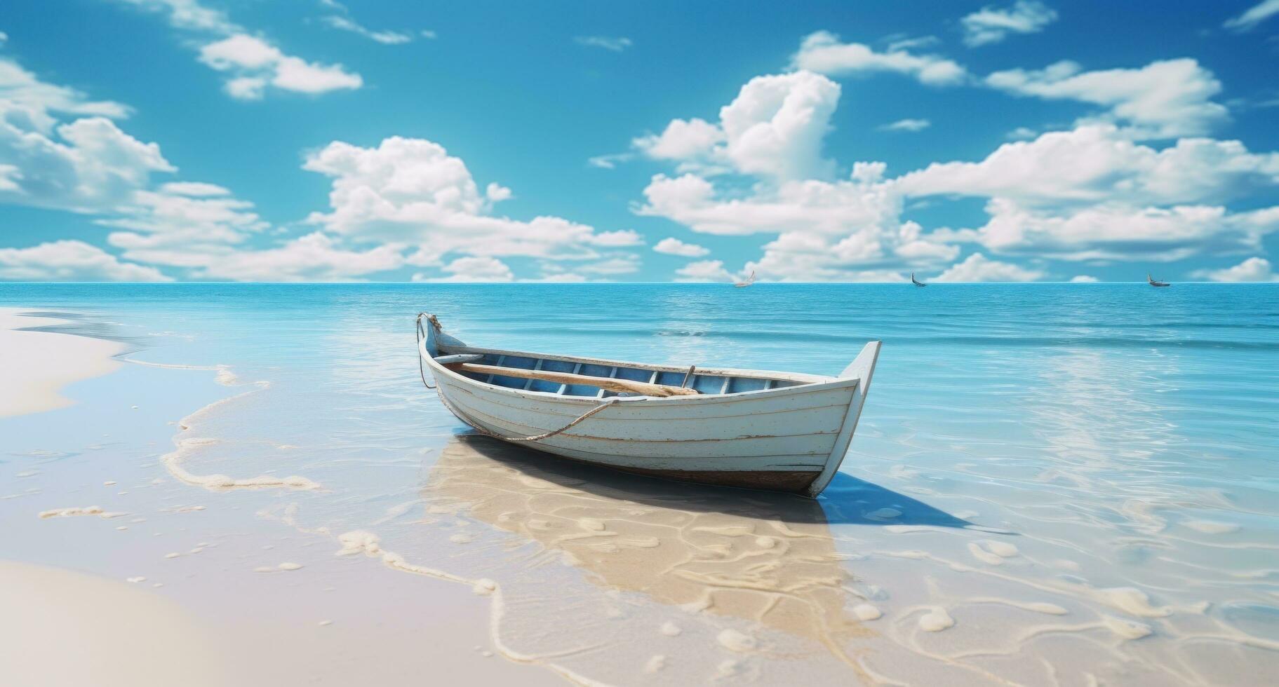 AI generated water is shaped like a boat with white snow in the background photo