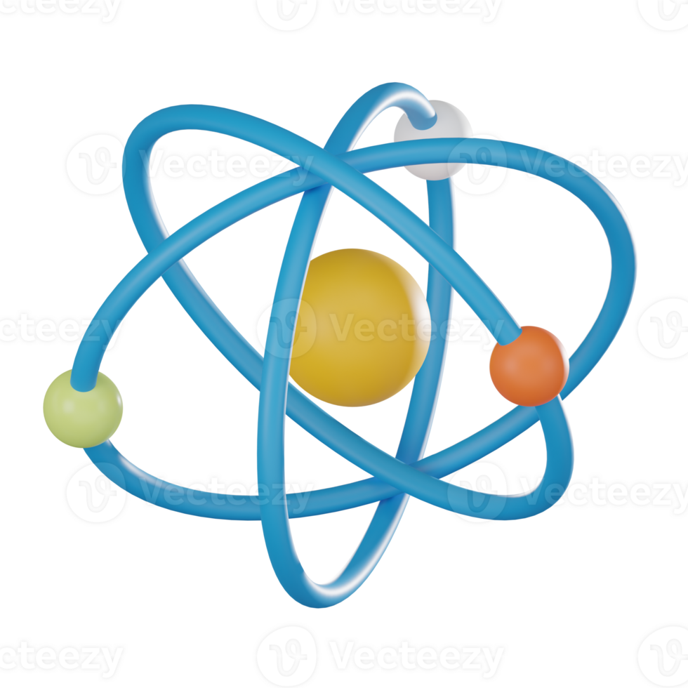 atômico entendimento, do atômico estrutura para científico exploração, Educação. 3d render png
