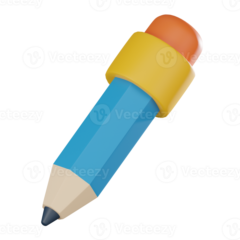 Pencil Icon for Learning and Creativity. 3D Render png