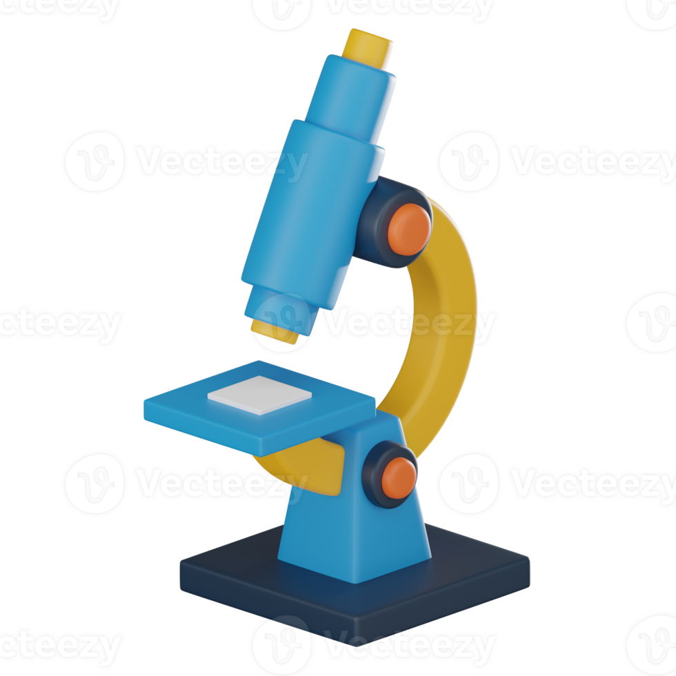 microscope 3d icône pour science, laboratoire, et éducation projets. 3d rendre png