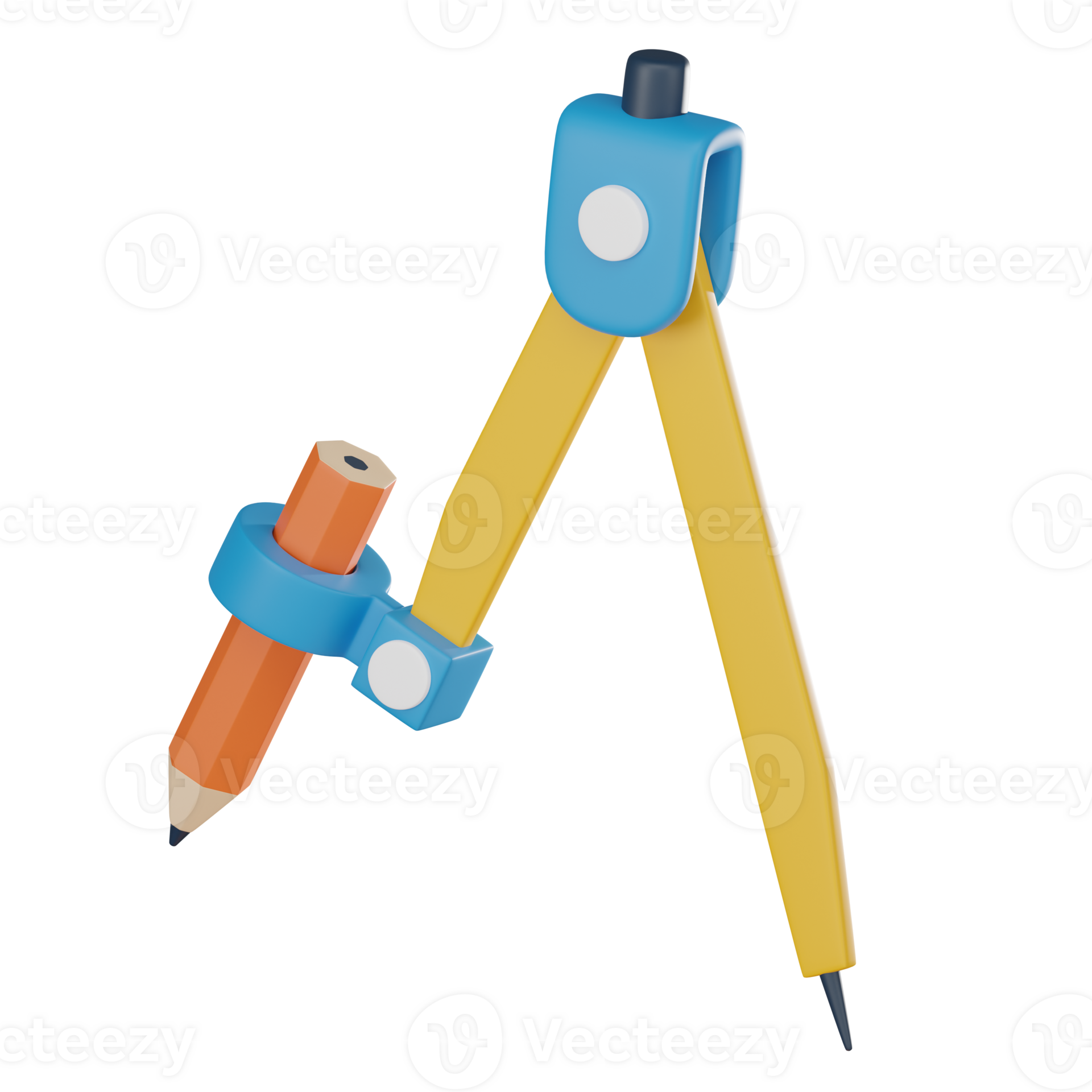 Realistic Geometric Compass 3D Icon for Precision in Education. 3D