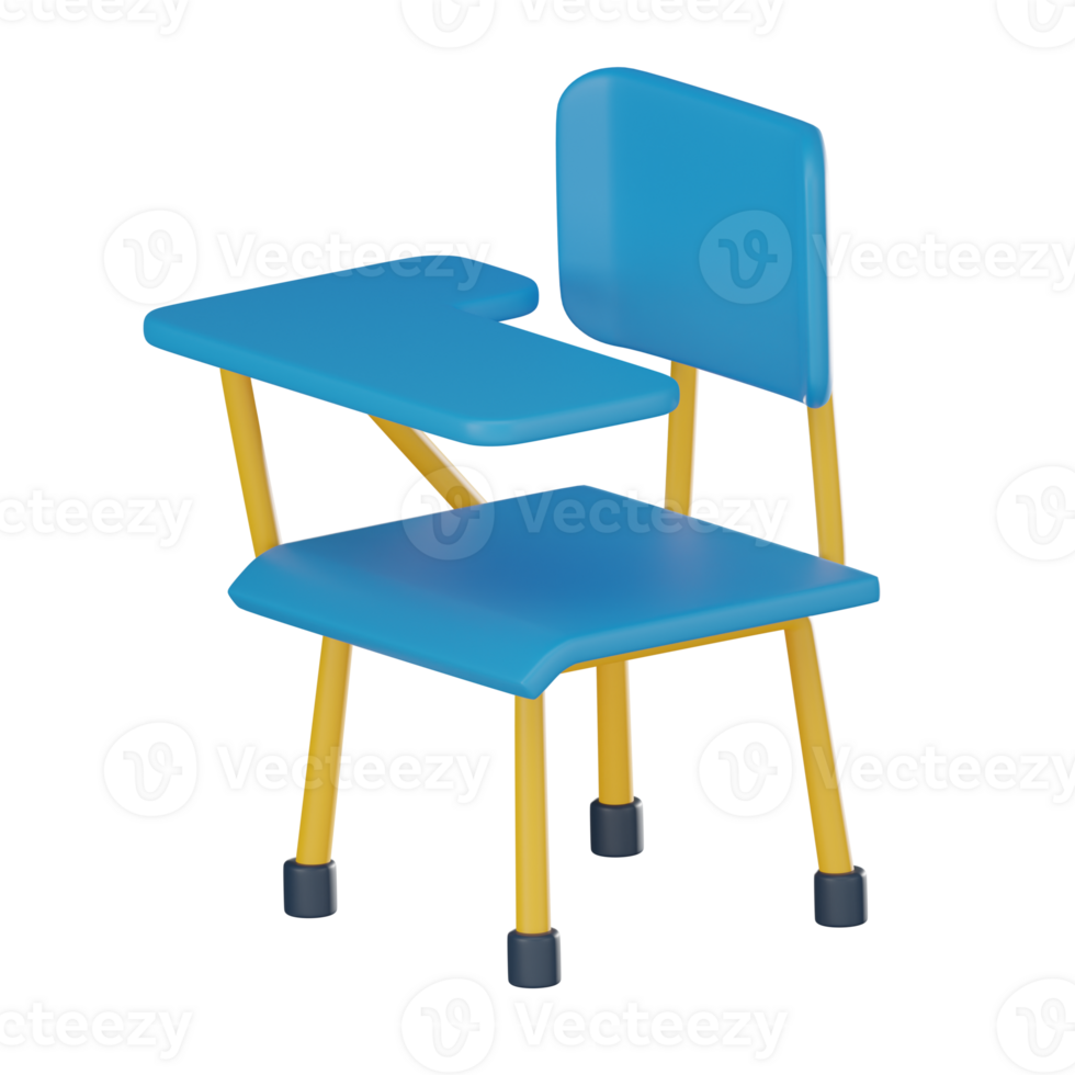 School Desk and Chair for Educational of Classroom Essence. 3D Render png