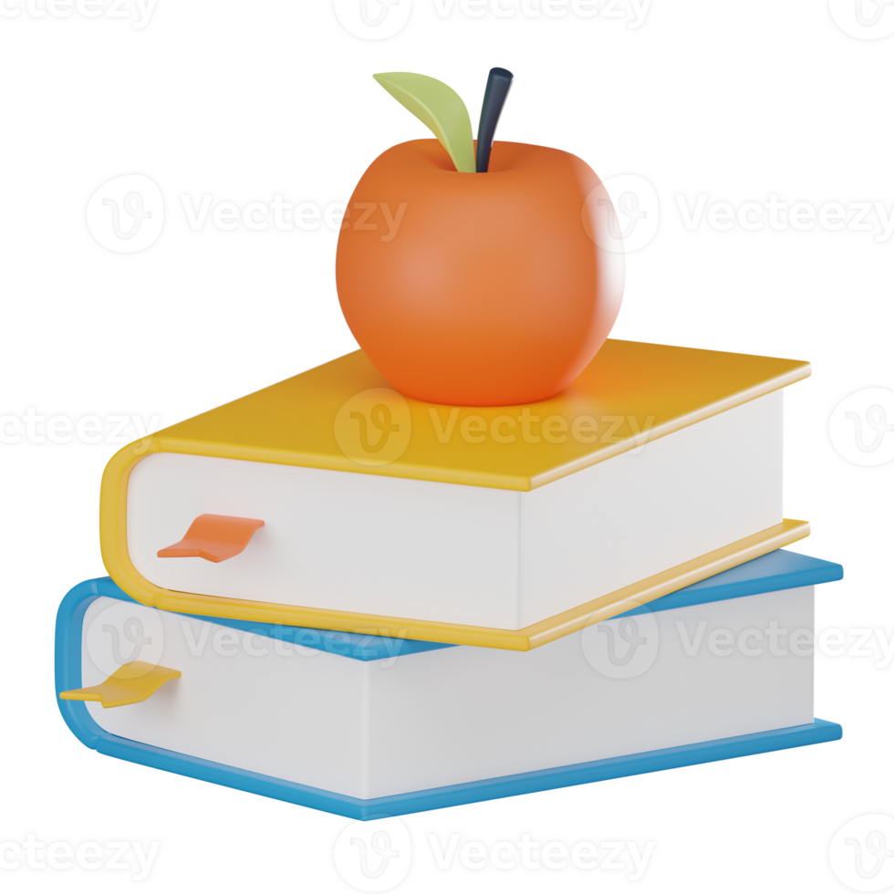 éducation concept avec livres et Pomme icône. 3d rendre png