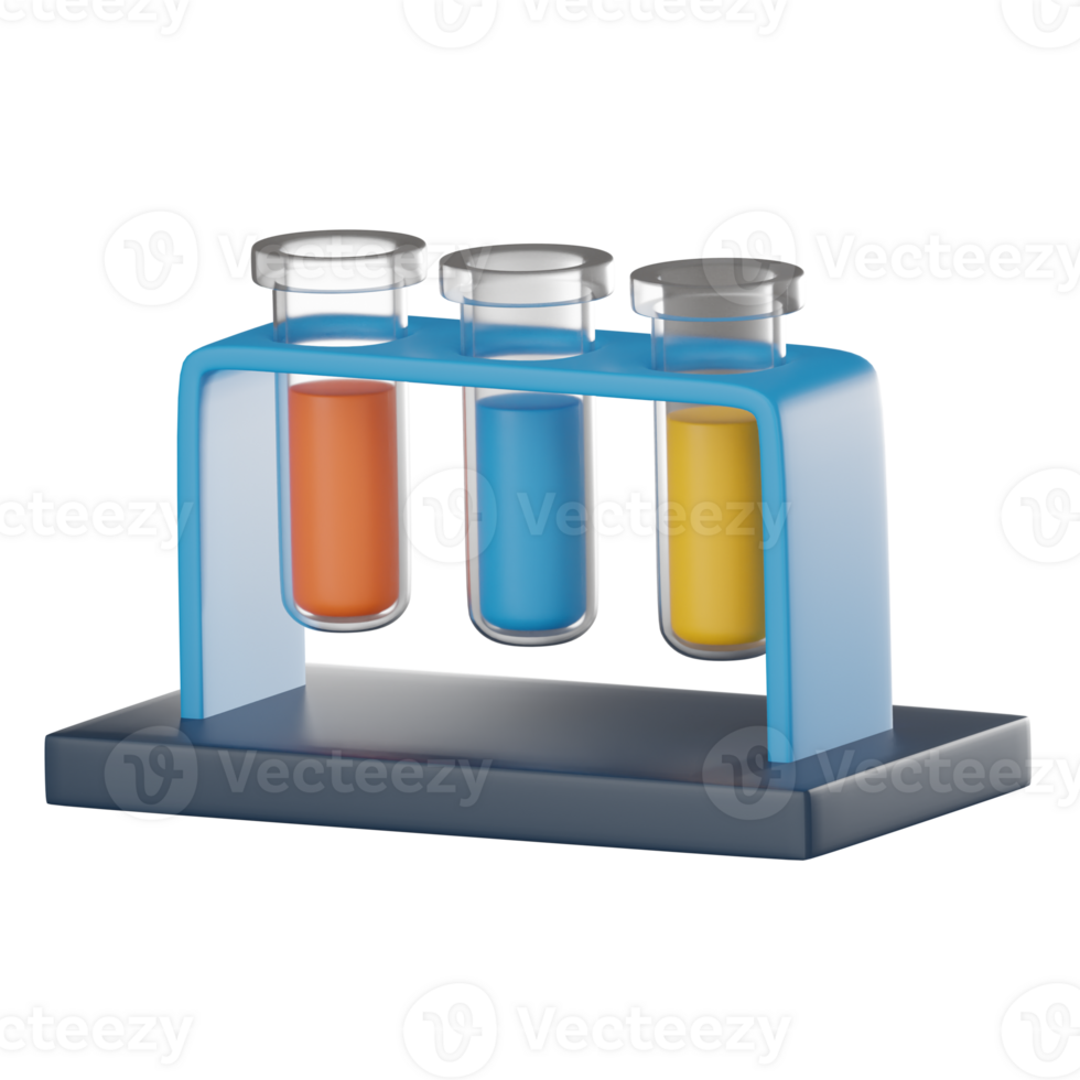 Chemistry in Color, Test Tubes 3D Icon for Educational Discovery. 3D render png