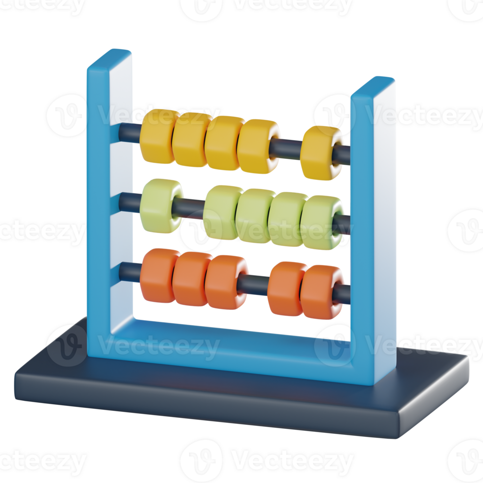 3D Abacus render for mathematical education and retro vibes. 3D render png