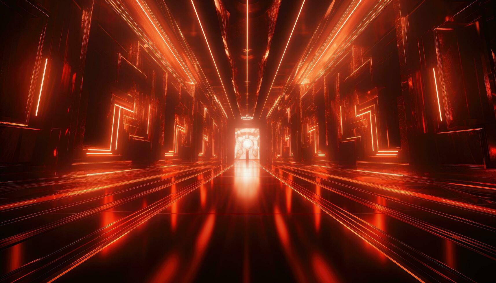 AI generated a red carpet leading to some red lights photo