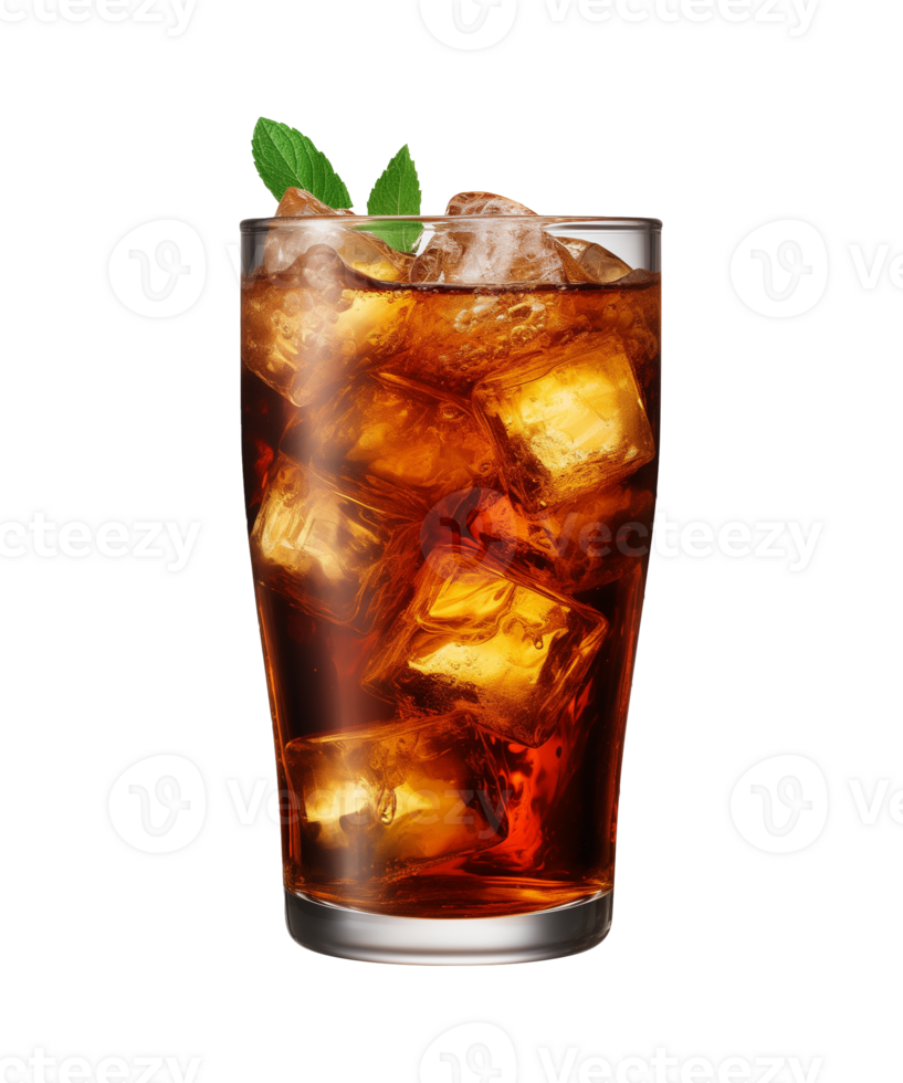 AI generated a glass of iced tea isolated on a transparent background, cut out, PNG