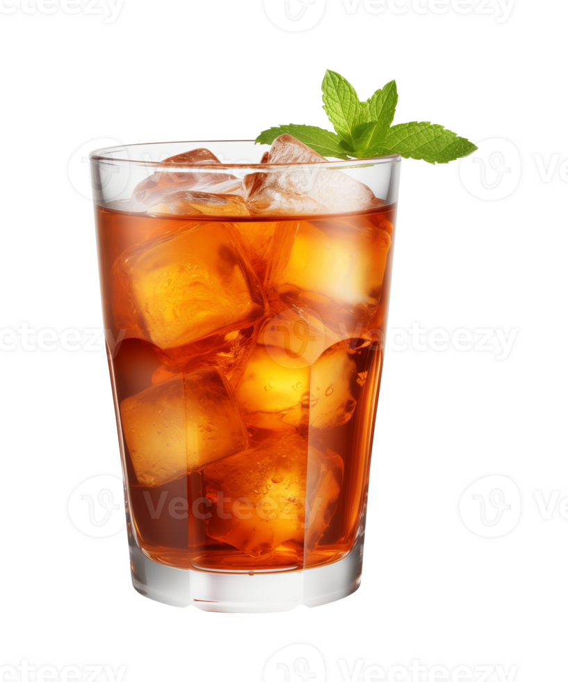 AI generated a glass of iced tea isolated on a transparent background, cut out, PNG