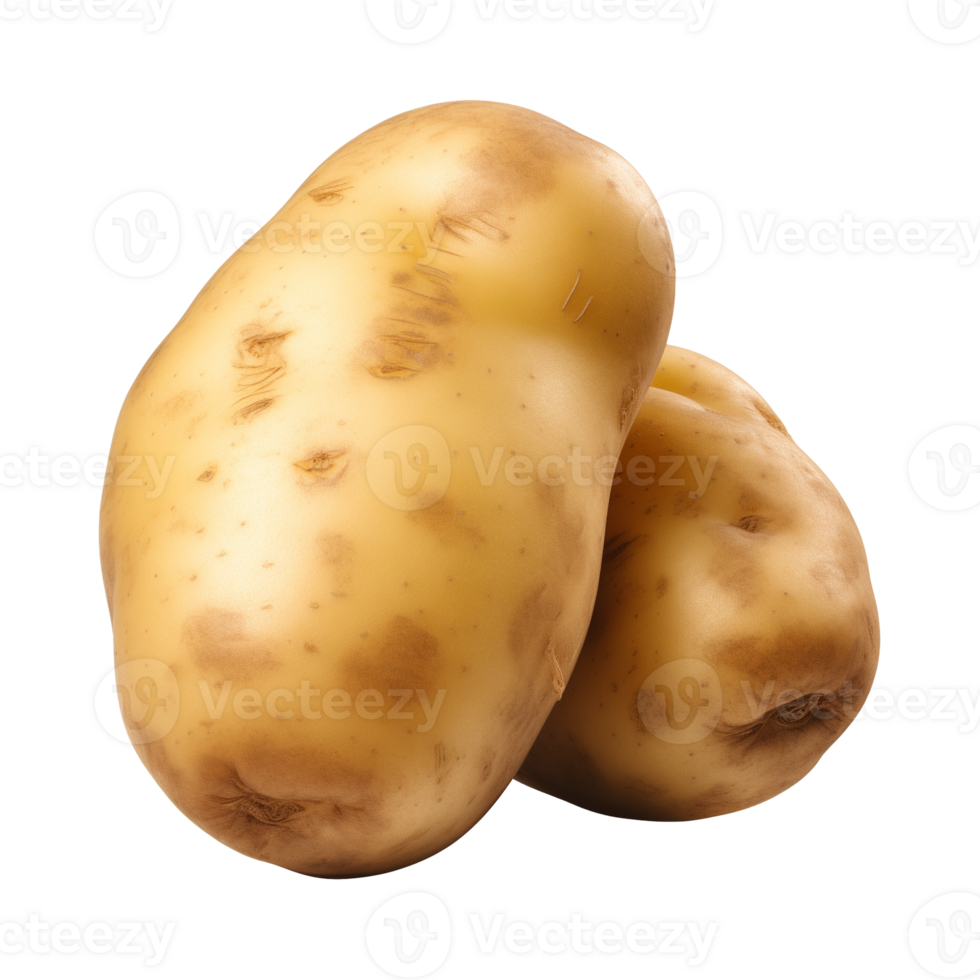 AI generated fresh raw potato vegetable isolated on a transparent background, PNG