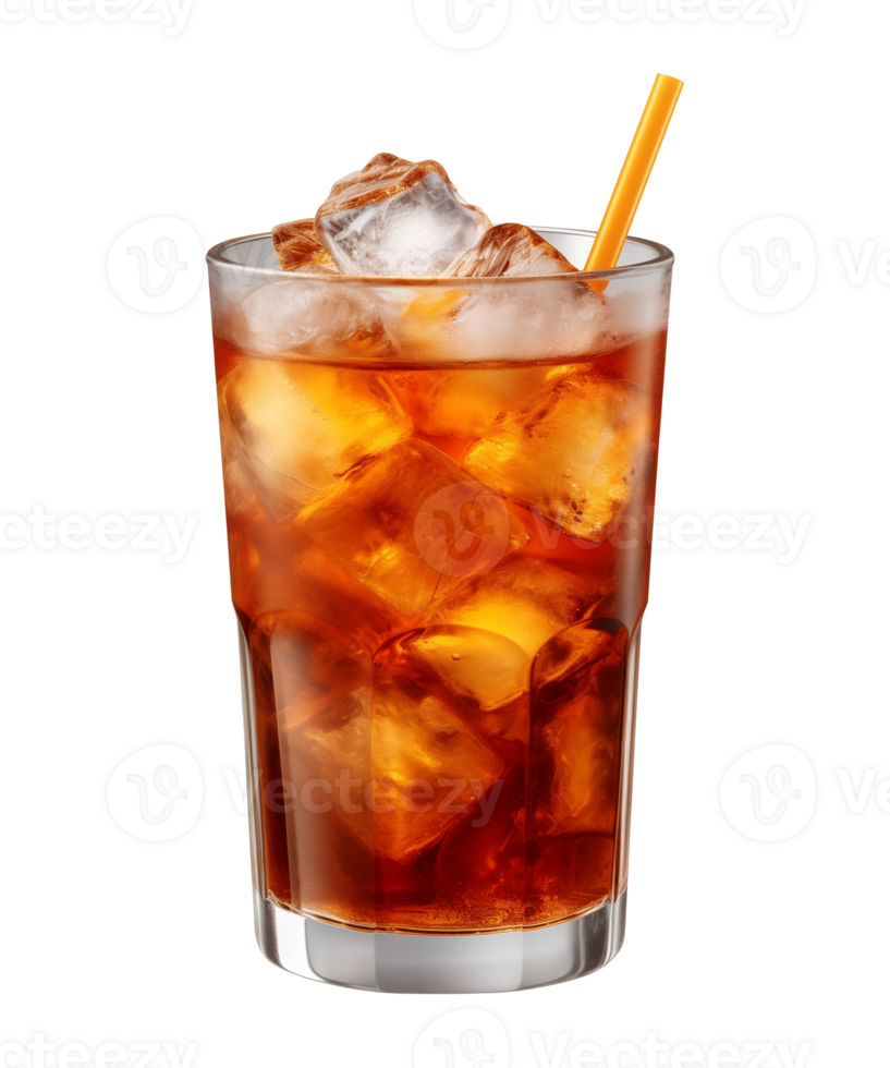 AI generated a glass of iced tea isolated on a transparent background, cut out, PNG