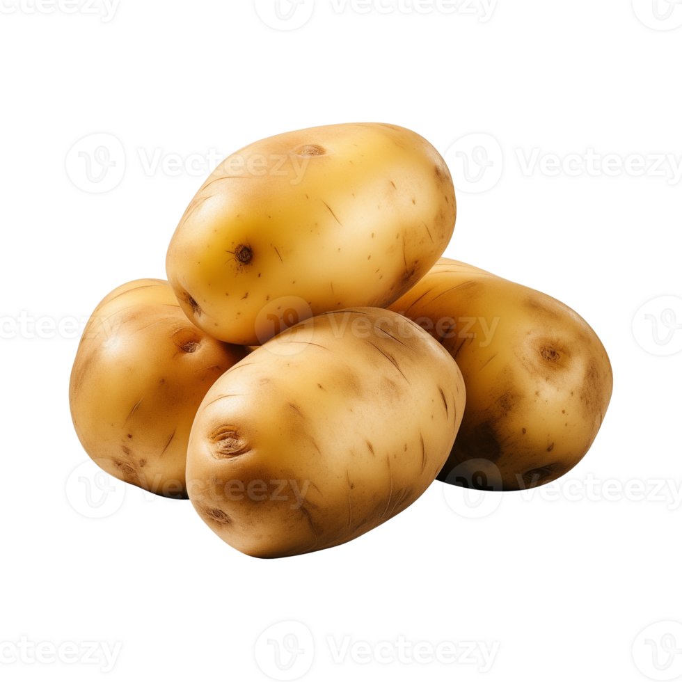 AI generated fresh raw potato vegetable isolated on a transparent background, PNG