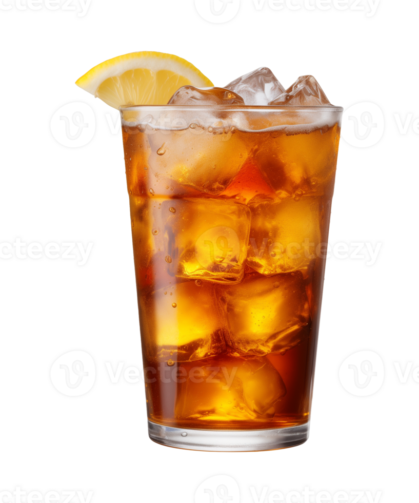 AI generated a glass of iced tea isolated on a transparent background, cut out, PNG