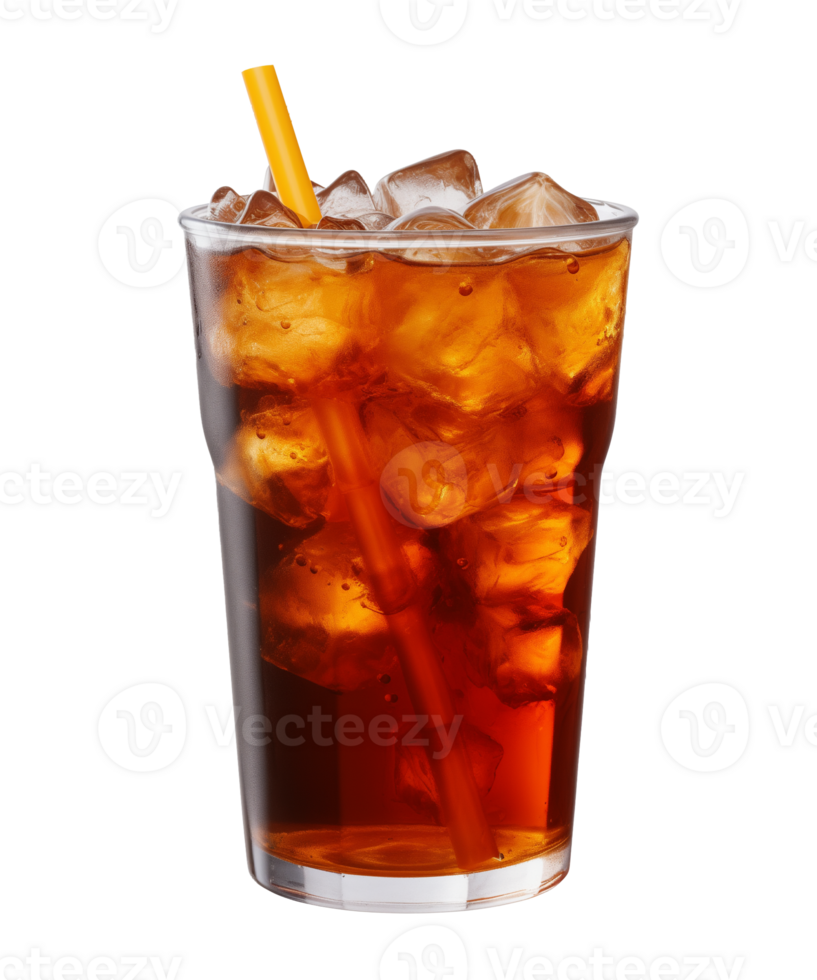 AI generated a glass of iced tea isolated on a transparent background, cut out, PNG