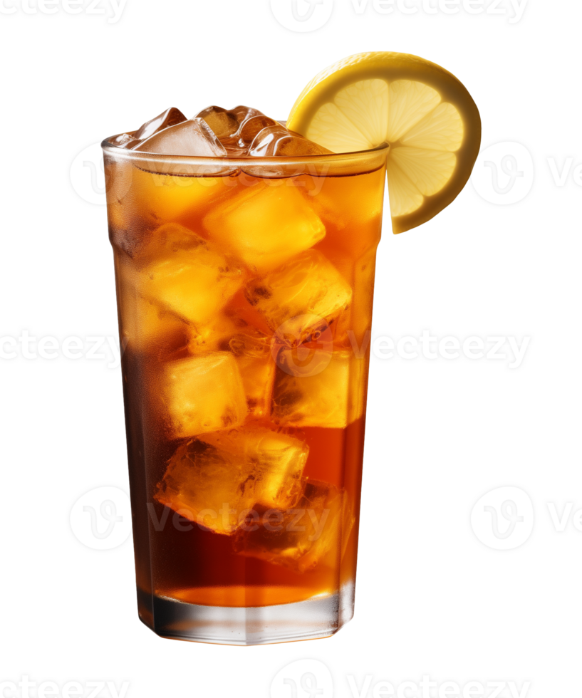 AI generated a glass of iced tea isolated on a transparent background, cut out, PNG